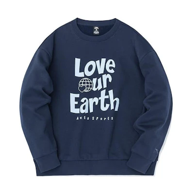 Anta Unisex Crewneck Sweatshirt Navy - Thick, Fleece-Lined, Relaxed Fit 952248713-4