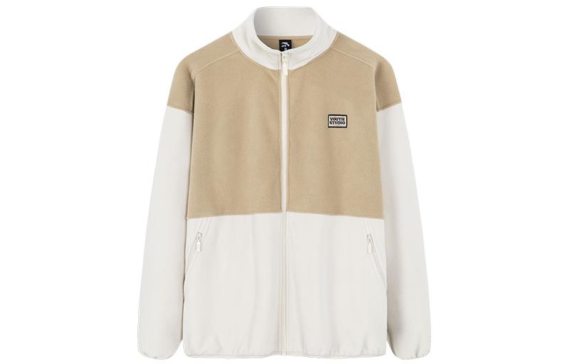 Anta Unisex Fleece Zip Jacket with Letter Print in Earth Gray 952238708-1