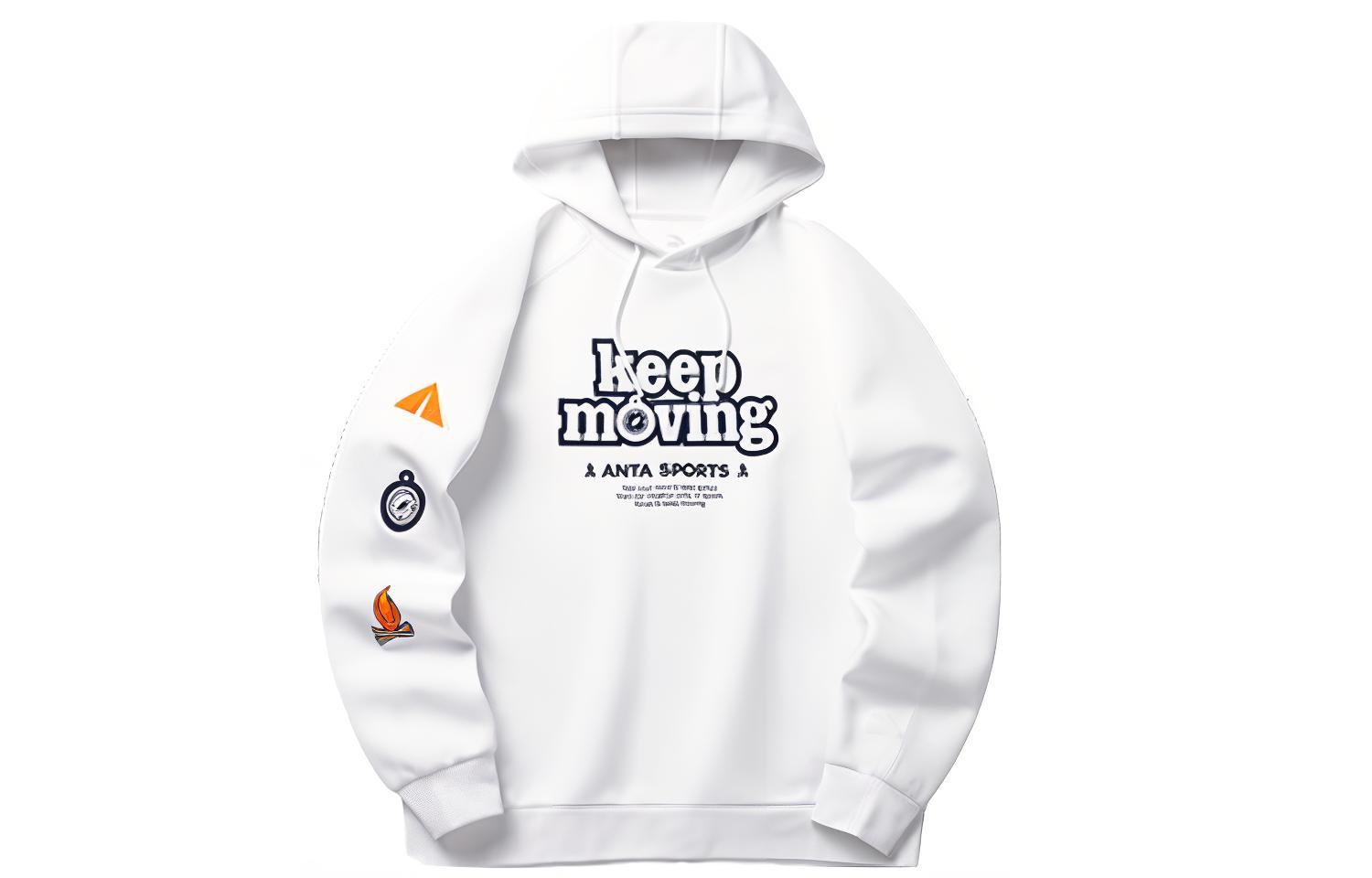 Anta Unisex Graphic Print Hoodie White - Casual Couples' Collection 152218705-1