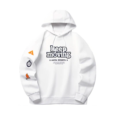 Anta Unisex Graphic Print Hoodie White - Casual Couples' Collection 152218705-1