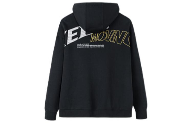 Anta Unisex Hoodie Jacket with Back Letter Print - Black 152238701-2