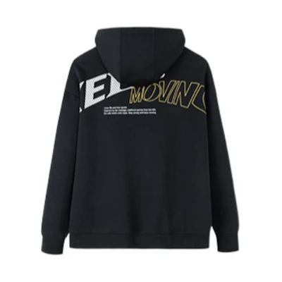 Anta Unisex Hoodie Jacket with Back Letter Print - Black 152238701-2