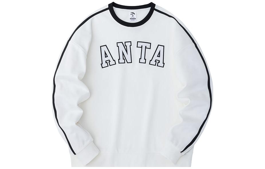 Anta Unisex Ivory White Crewneck Pullover Sweatshirt 952338704-1