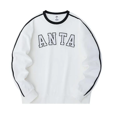 Anta Unisex Ivory White Crewneck Pullover Sweatshirt 952338704-1