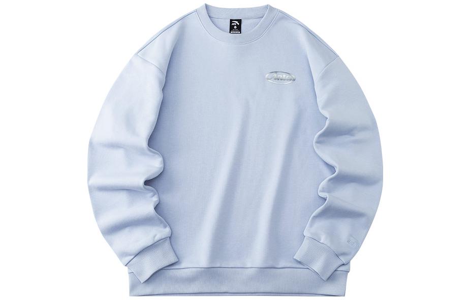 Anta Unisex Light Blue Crewneck Sweatshirt with Logo Print 952218764-3