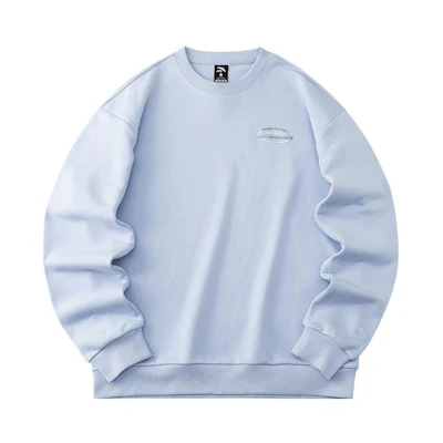Anta Unisex Light Blue Crewneck Sweatshirt with Logo Print 952218764-3