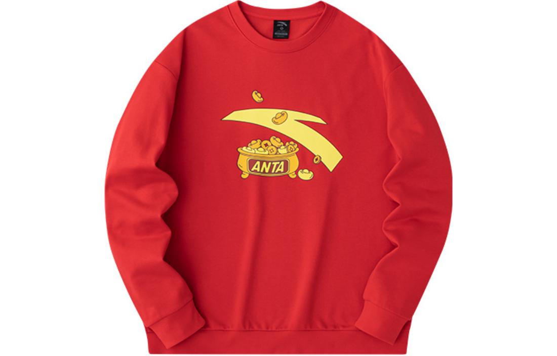 Anta Unisex Logo Crewneck Sweatshirt in Rich Red - Casual Series 952418722-2