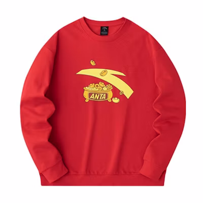 Anta Unisex Logo Crewneck Sweatshirt in Rich Red - Casual Series 952418722-2