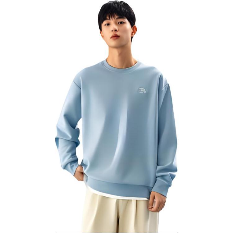 Anta Unisex Loose Fit Crewneck Sweatshirt - Light Blue Casual Series 972448713-2