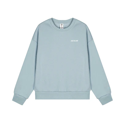 Anta Unisex Oversized Letter Print Crewneck Sweatshirt Light Blue 962348727-5