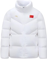 Anta Unisex White Puffer Jacket with Logo Print and National Flag Design. 172240902-2 Anta Unisex White Puffer Jacket with Logo Print and National Flag Design. 172240902-2