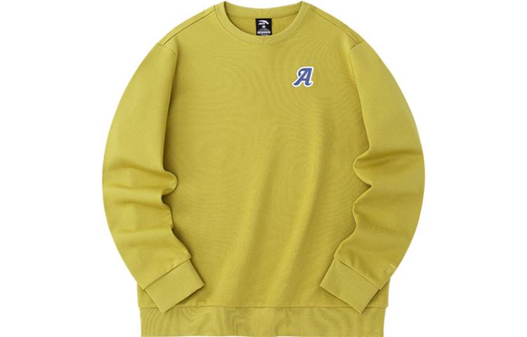 Anta Unisex Yellow Pullover Long Sleeve Sweatshirt with Logo Print 952238721-9