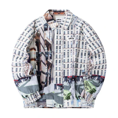 Anta Warm Full-Print Letter Jacket with Snap Collar - Silvery Gray 152418605-2