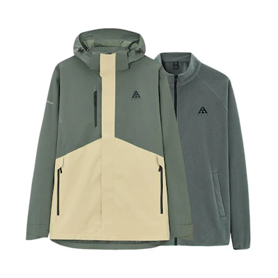 Anta Water-Proof Windbreaker Jacket 3-in-1 Fleece Hoodie Aqua Green 952347607-3