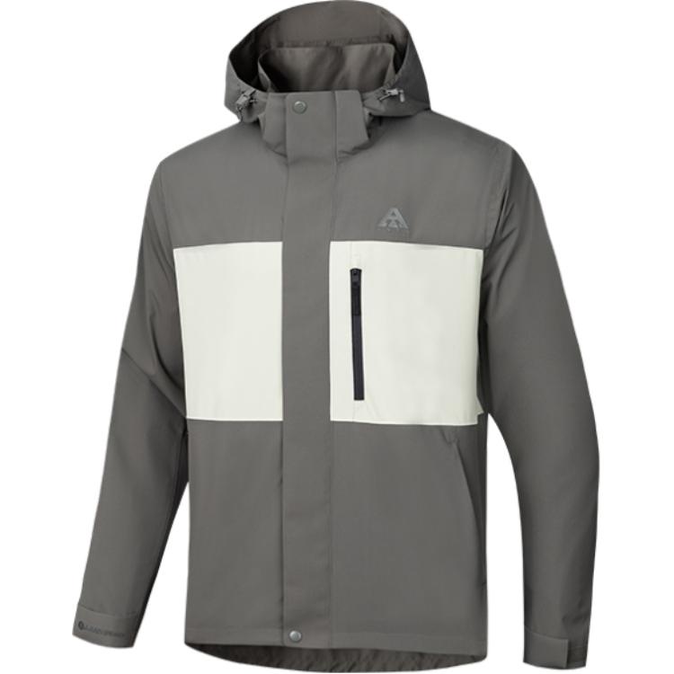 Anta Water Shell Windproof Hooded Jacket Green/Grey Unisex Outdoor/Urban Wear 972437601-3