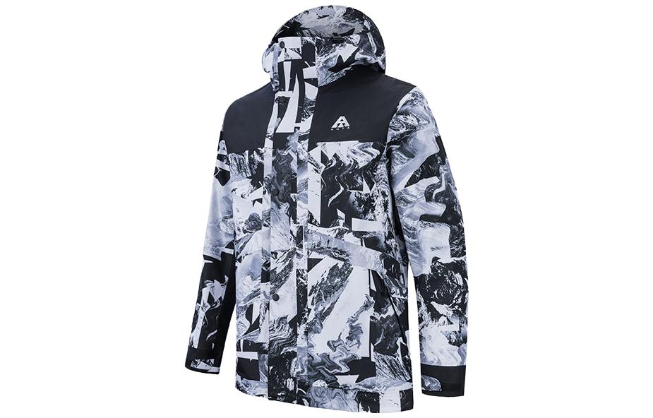 Anta Water Shell Zipper Hoodie Jacket White All-Over Print 952337605-4