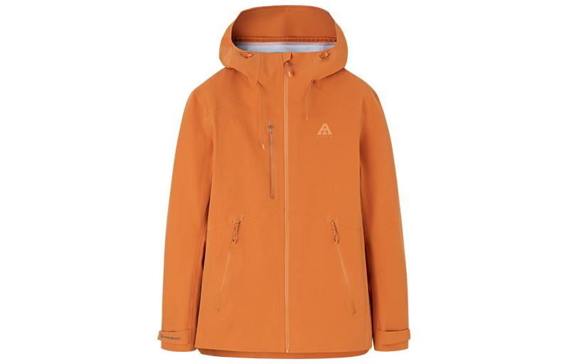 Anta Waterproof Amber Yellow Windbreaker Jacket Unisex with Hood and Zipper 952317602-2