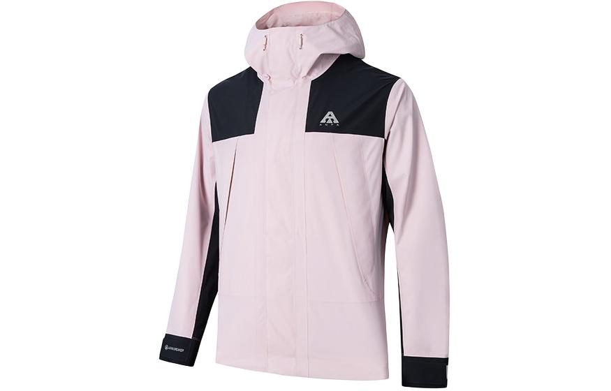 Anta Waterproof Windbreaker Jacket Pink/Black Hooded Outdoor Coat 952417607-2