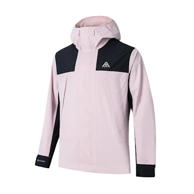 Anta Waterproof Windbreaker Jacket Pink/Black Hooded Outdoor Coat 952417607-2
