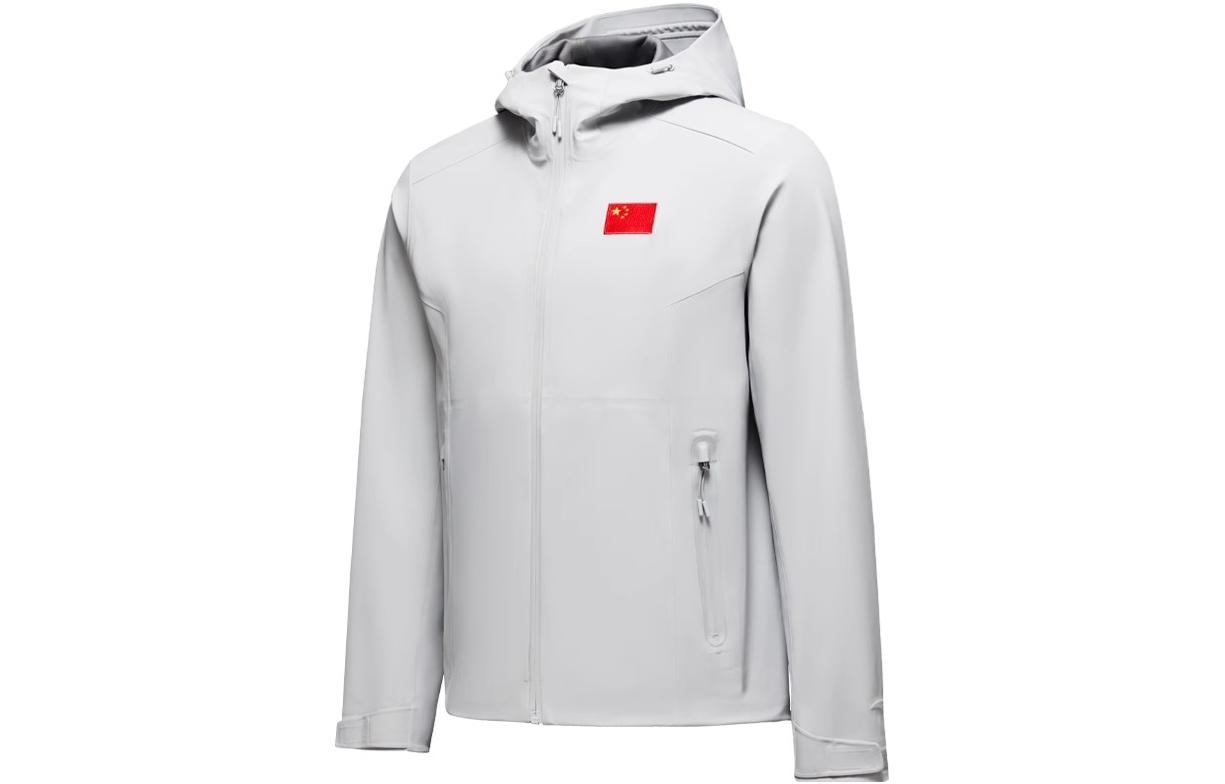 Anta Waterproof Windproof Breathable Quick-Dry Hoodie Jacket Light Gray Unisex. 452340109-1
