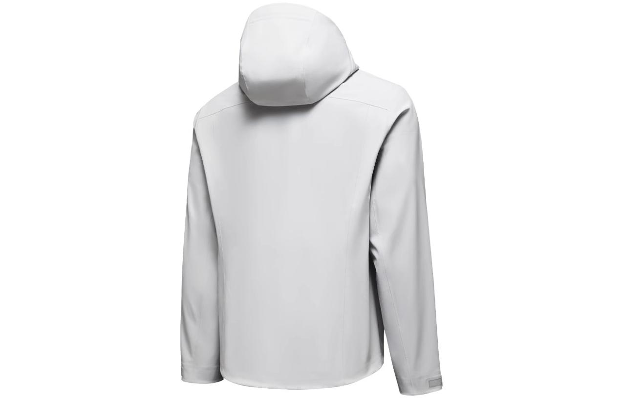 Lookbook 安踏防水防風透氣快乾連帽外套 淺灰 男女通用 452340109-1