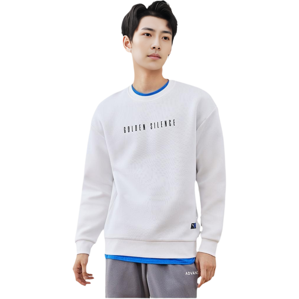 Anta White Crewneck Long-Sleeve Sweatshirt with Letter Print Design 152241707S-1
