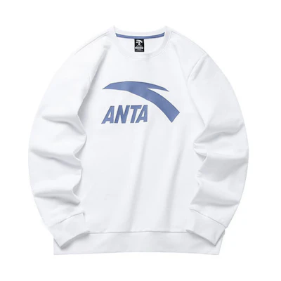 Anta White Crewneck Sweatshirt with Bold Letter Logo Casual Design 95838733-1