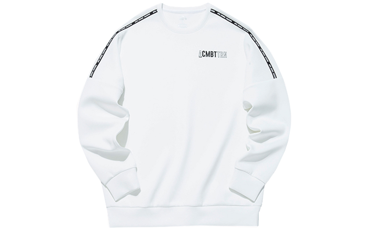 Anta White Crewneck Sweatshirt with Letter Pattern - Loose Fit Long Sleeve 952137727-1
