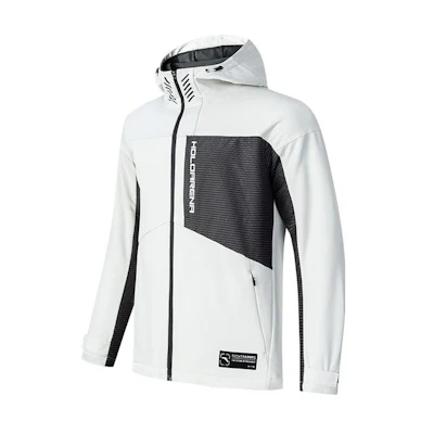 Anta White Solid Color Letter Print Hooded Woven Jacket 952247610-1