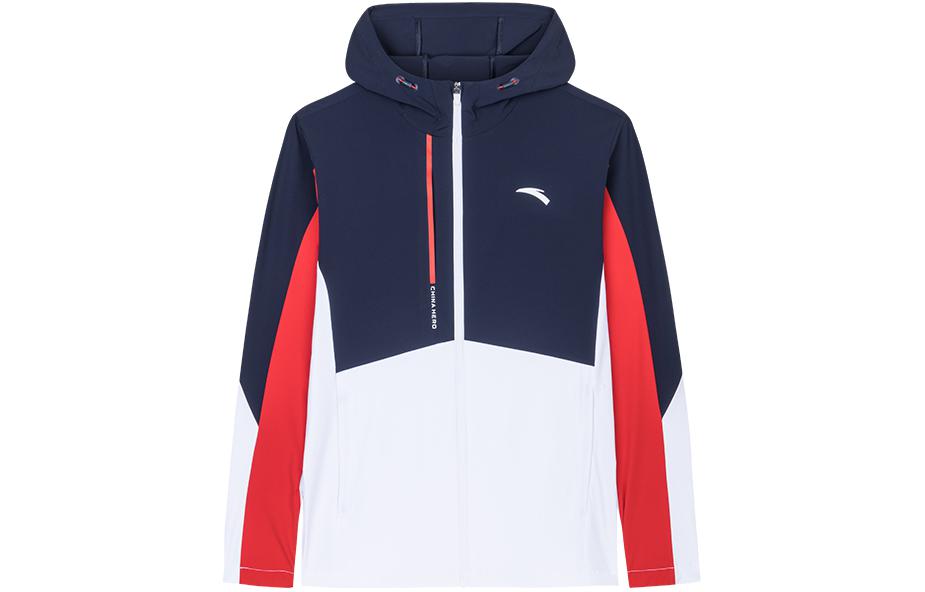Anta White Spliced Zip Hoodie Sports Jacket 152427620-5