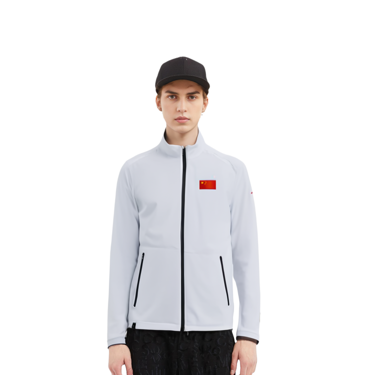 Shop 安踏白色印花拉链夹克运动生活系列 152250601-2