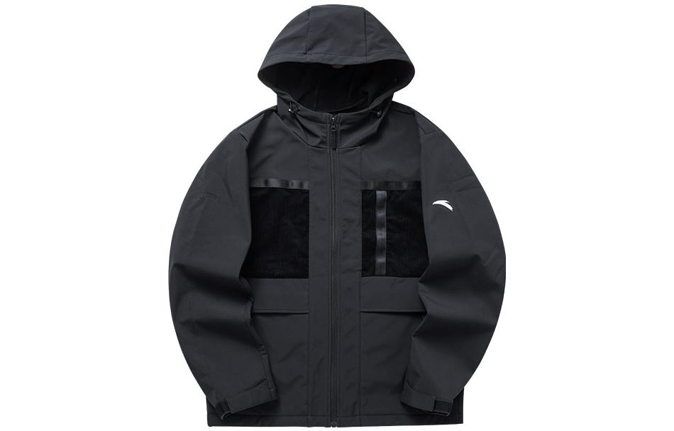 Anta Windproof Multi-Pocket Hooded Jacket Black - Premium Collection 152140601-3