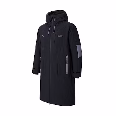 Anta CHENPENG Logo Casual Hooded Mid-Length Down Jacket Black 152418904-1