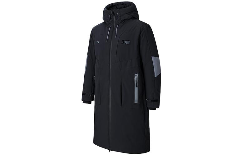 Anta CHENPENG Logo Casual Hooded Mid-Length Down Jacket Black 152418904-1 圖 2