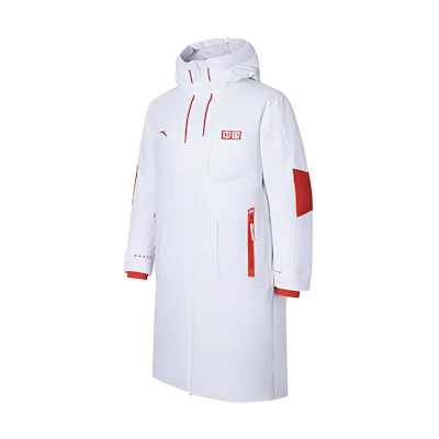 Anta CHENPENG Logo Long Down Jacket Snow White Hoodie - Casual Wear 152418904-2