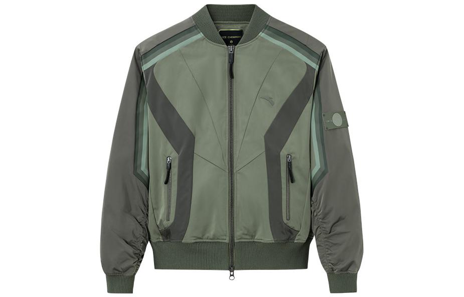 Anta x CHENPENG Logo Short Collarless Olive Green Sports Jacket 152418906-2