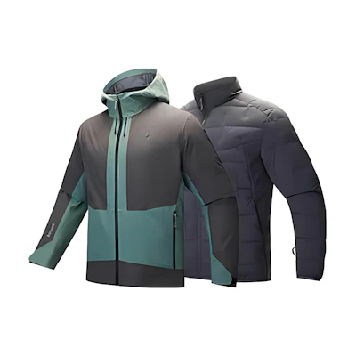 Anta China National Geographic Outdoor Jacket Green/Grey 2-in-1 Set 152446607-2