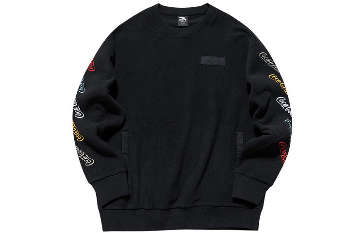 Anta Coca-Cola Collab Fleece Crewneck Sweatshirt Black (Unisex Casual Series) 952139714-2