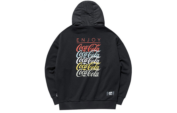 Anta Coca-Cola Collaboration Letter Print Hoodie Black ( Lifestyle Series) 952139711-4