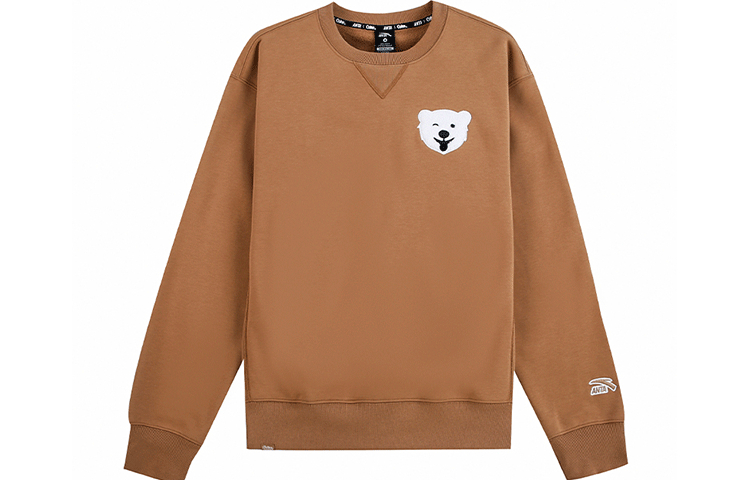 Anta Coca-Cola Logo Embroidered Crewneck Sweatshirt Papaya Orange - 152148711-2
