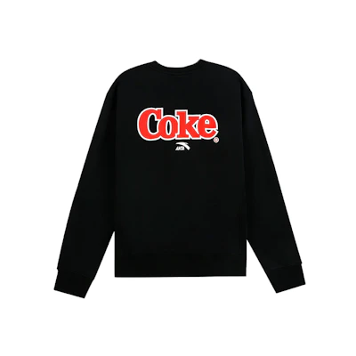 Anta Coca-Cola Logo Print Fleece Crewneck Sweatshirt Black () 152148711-3