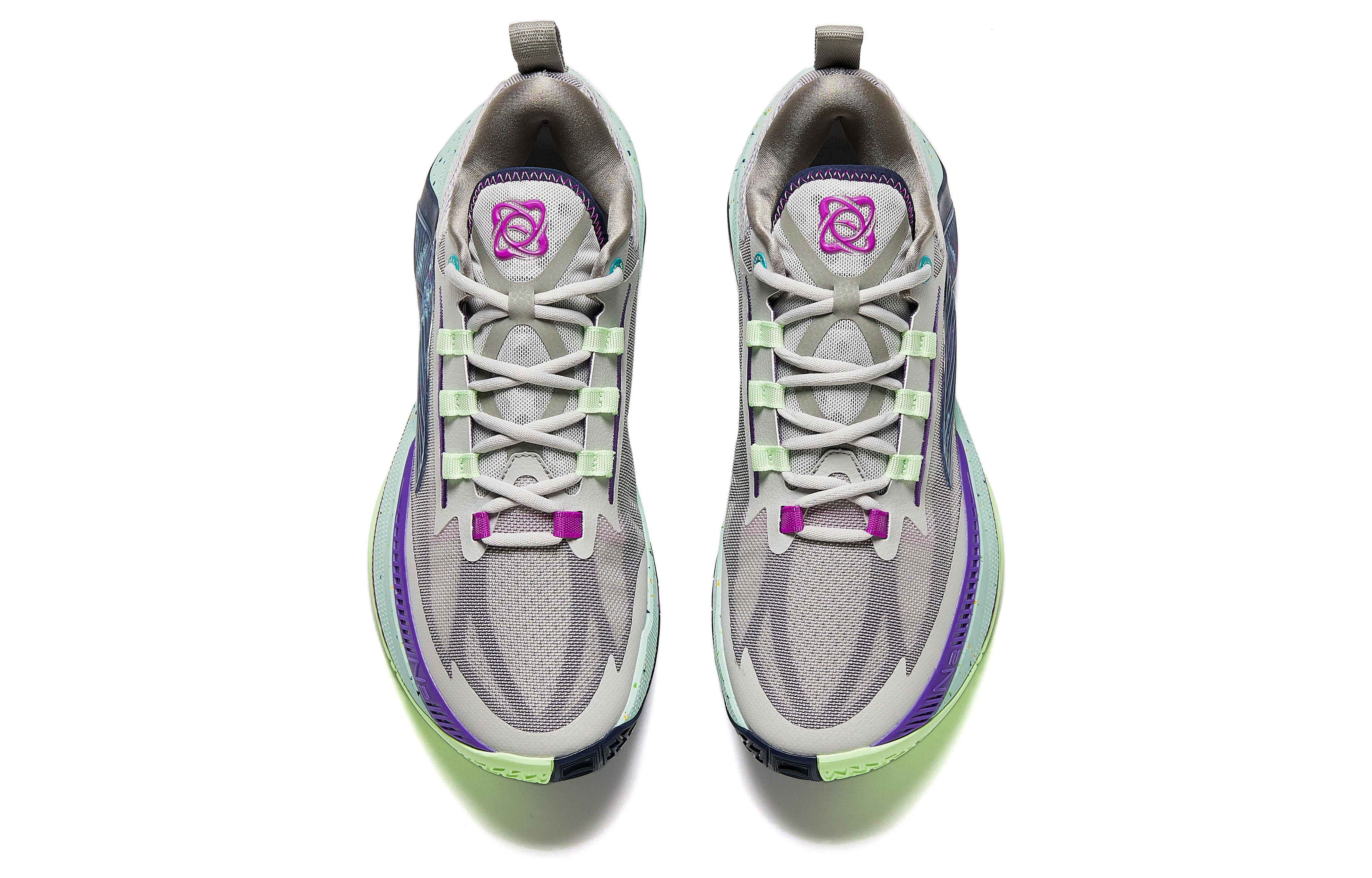 Shop 安踏 瞬息1 減震透氣 低幫 籃球鞋 男款 灰綠紫