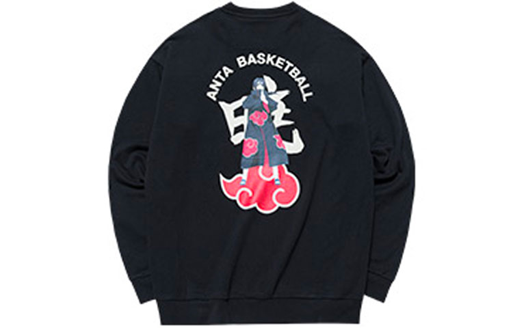 Anta Naruto Anime Print Crewneck Long Sleeve Sweatshirt Black () 152131724-3