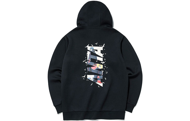 Anta Naruto Basketball Series Cartoon Logo Fleece Hoodie Jacket Black 152131726-4
