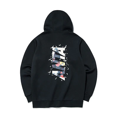Anta Naruto Basketball Series Cartoon Logo Fleece Hoodie Jacket Black 152131726-4