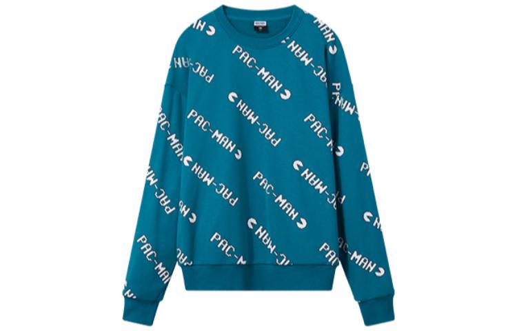 Anta Pac-Man Collaboration Logo Print Crewneck Sweatshirt Blue Green 95949702Q-3