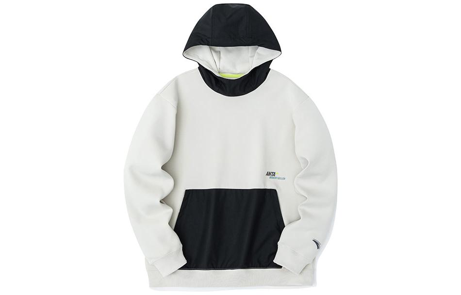 Anta Robert Geller Colorblock Logo Print Pullover Sweatshirt Men - Oatmeal Gray 152317756-1