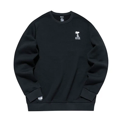 Anta Snoopy Letter Print Fleece Sweatshirt Black (Unisex) 952139730-5