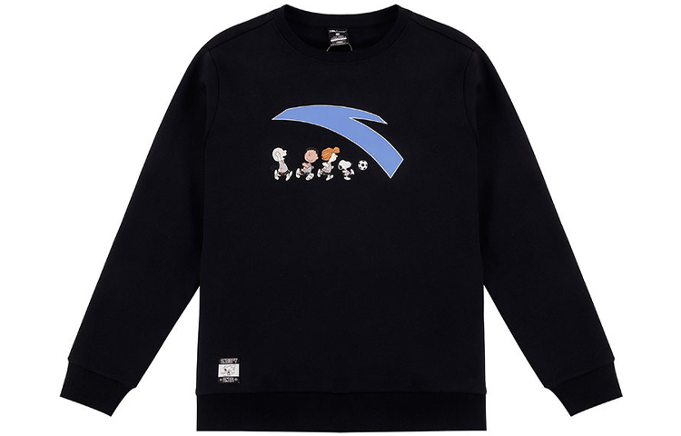 Anta Snoopy Logo Graphic Oversized Crewneck Sweatshirt Unisex Black 952139731-4