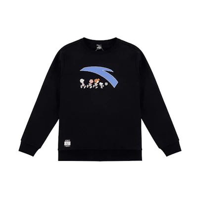 Anta Snoopy Logo Graphic Oversized Crewneck Sweatshirt Unisex Black 952139731-4